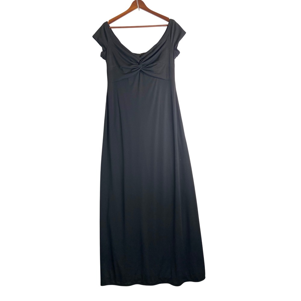 David Meister Womens Black Off Shoulder Twist Front Evening Gown Maxi Dress 14